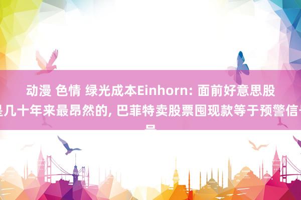 动漫 色情 绿光成本Einhorn: 面前好意思股是几十年来最昂然的， 巴菲特卖股票囤现款等于预警信号